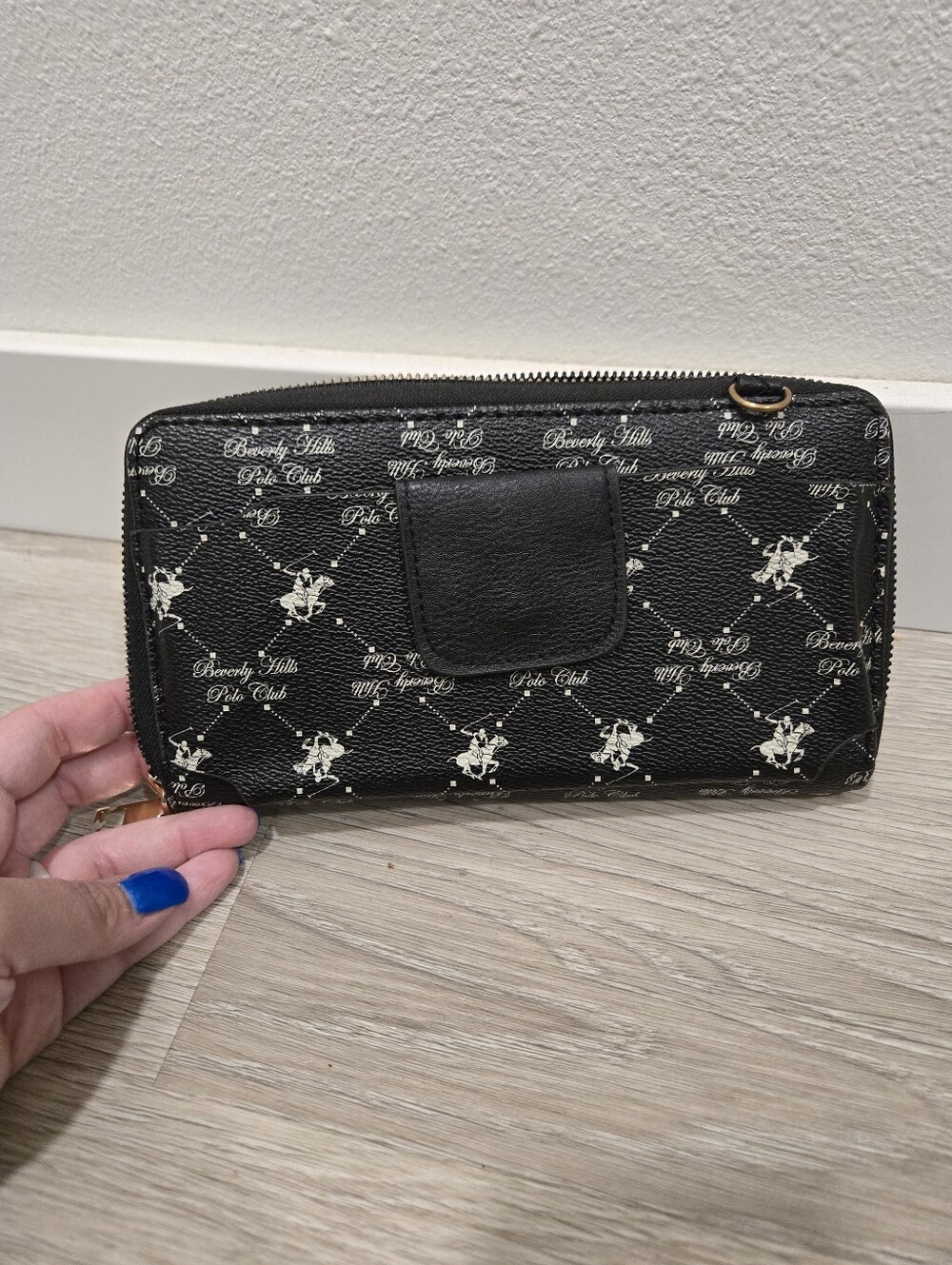 Beverly Hills Polo Club Black Logo Zip Wallet